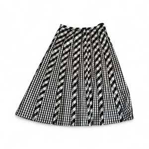 Lafayette 148 New York Black and White Patterned A-Line Skirt